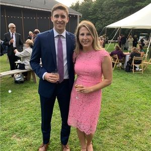 Pink lace short sleeve dress